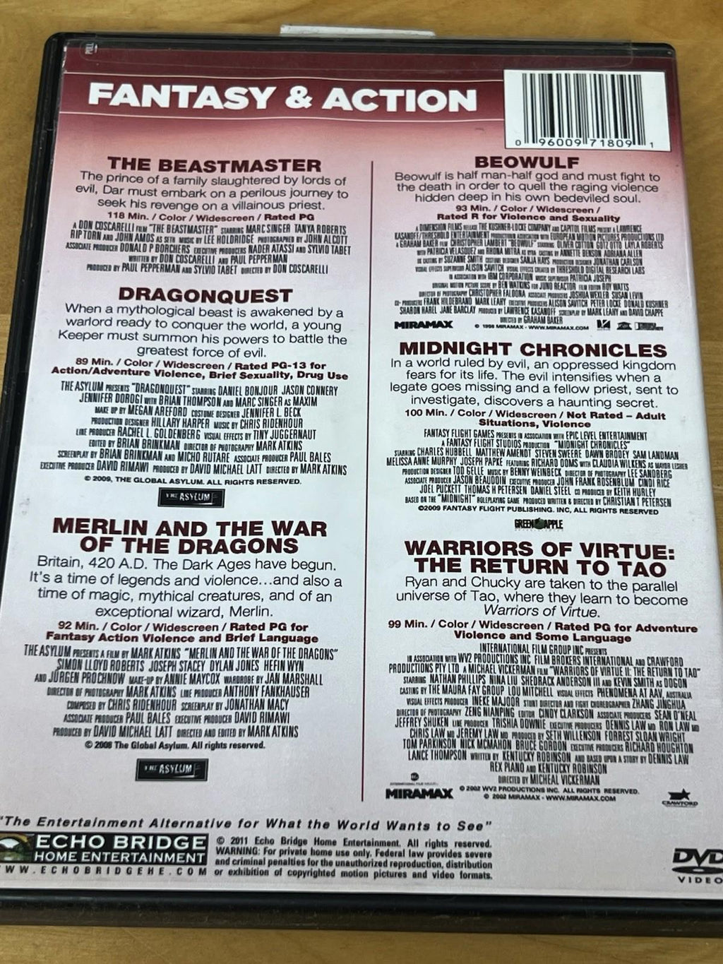 6-Movie Pack: Fantasy  Action - DVD - GOOD