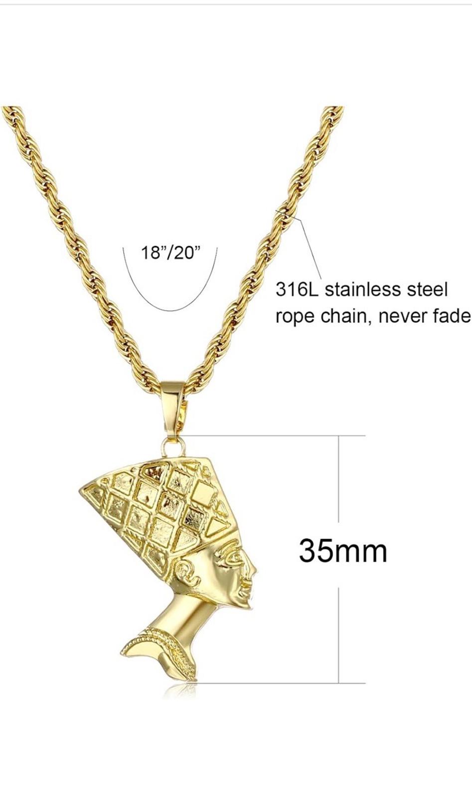 Egyptian Queen Nefertiti Necklace 14k Gold Platted Nefertiti