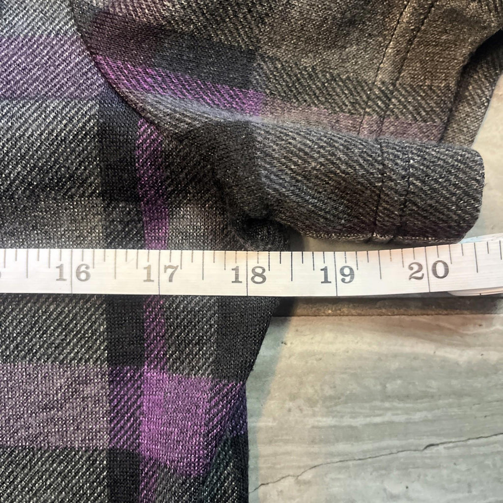 Jessica Howard Black Purple Gray Plaid Short Sleeve Dress PL