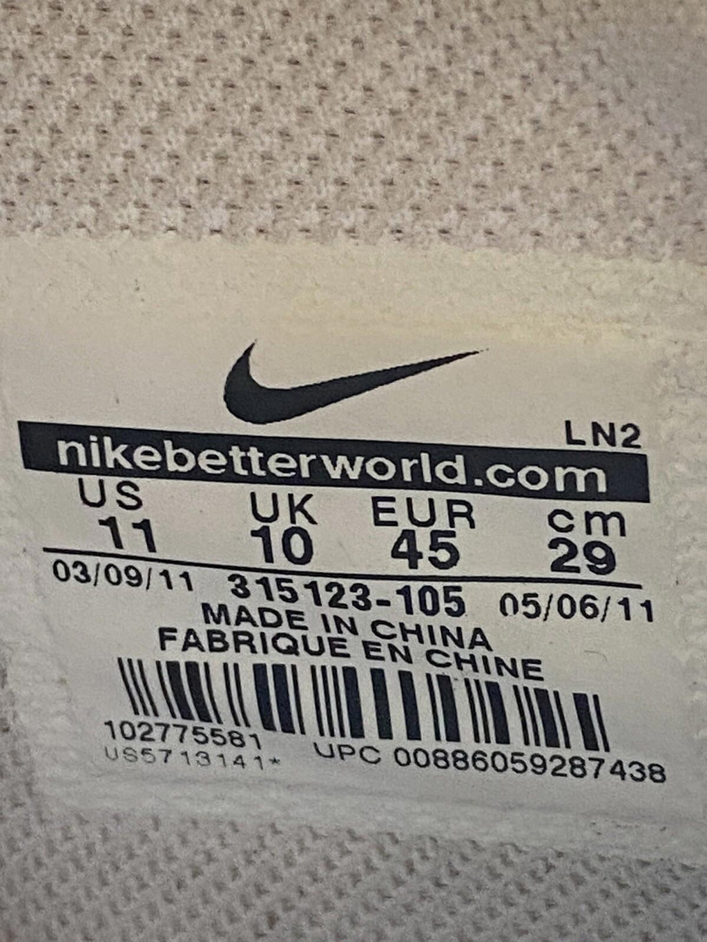 NIKE AIR FORCE 1 MID '07 Size 11 315123105 White/Red Jordan