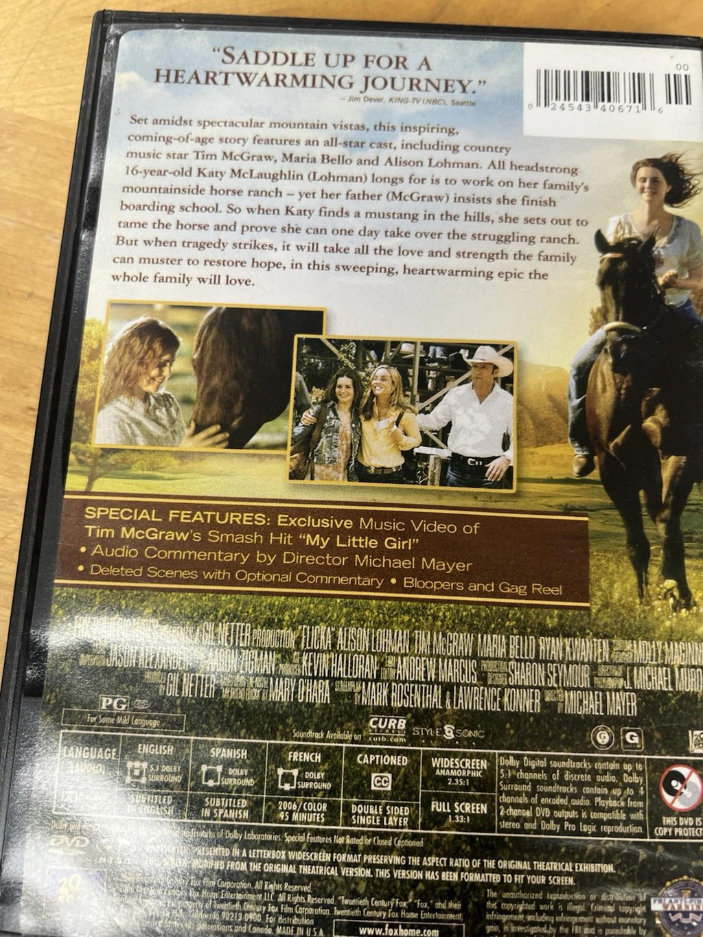 Flicka DVD Tim McGraw Alison Lohman Horses Family Drama
