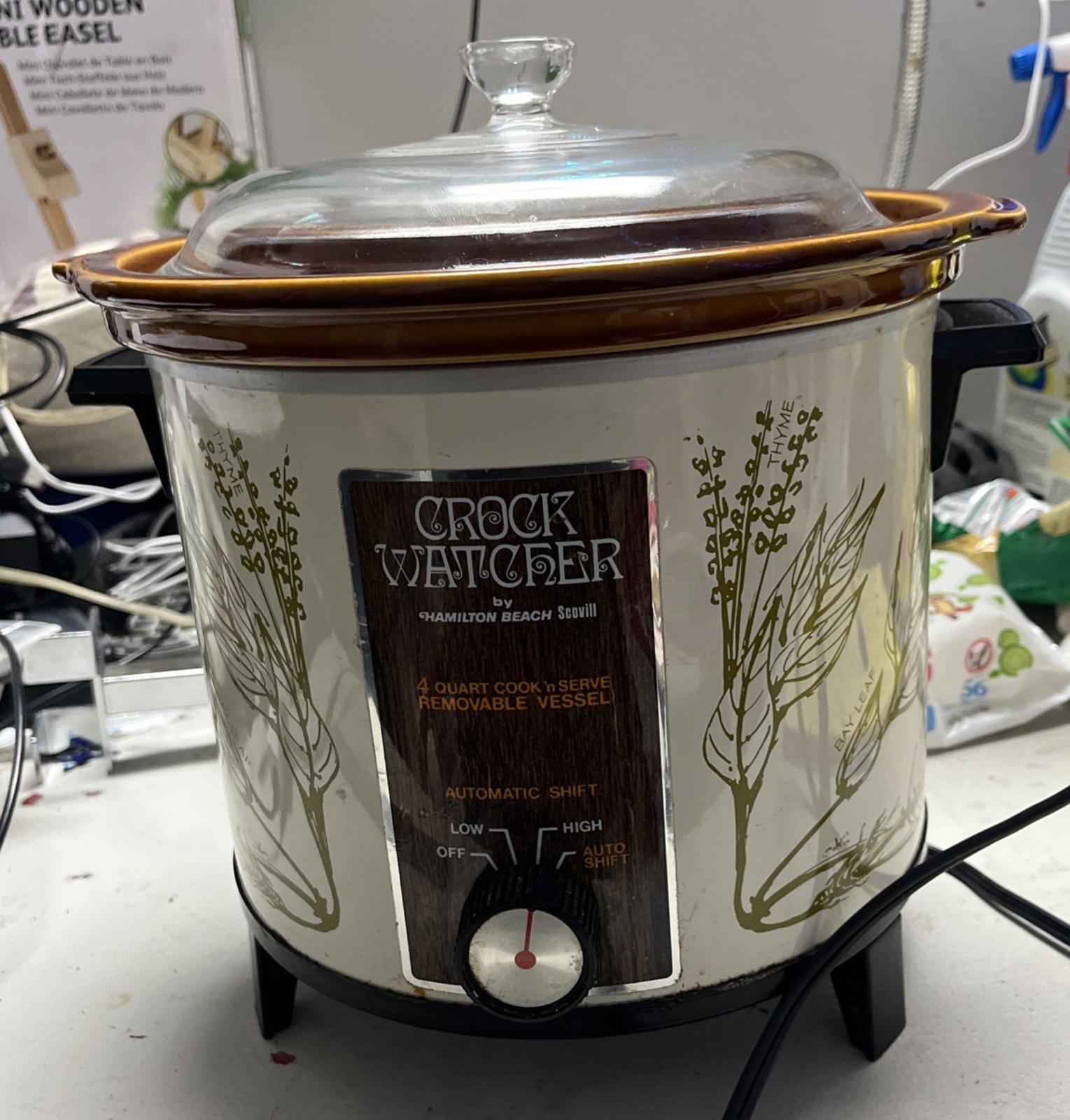 Vtg Hamilton Beach Model 415 Crock Watcher 4 Qt Slow Cooker