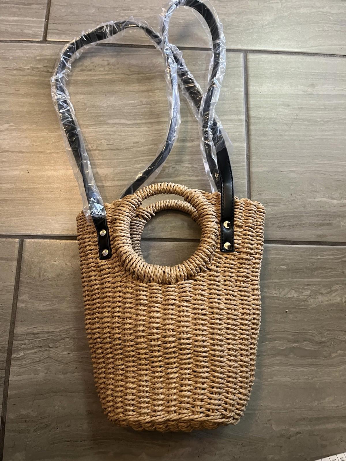 Small Straw Hand Woven Floral Shoulder Bag Handbag