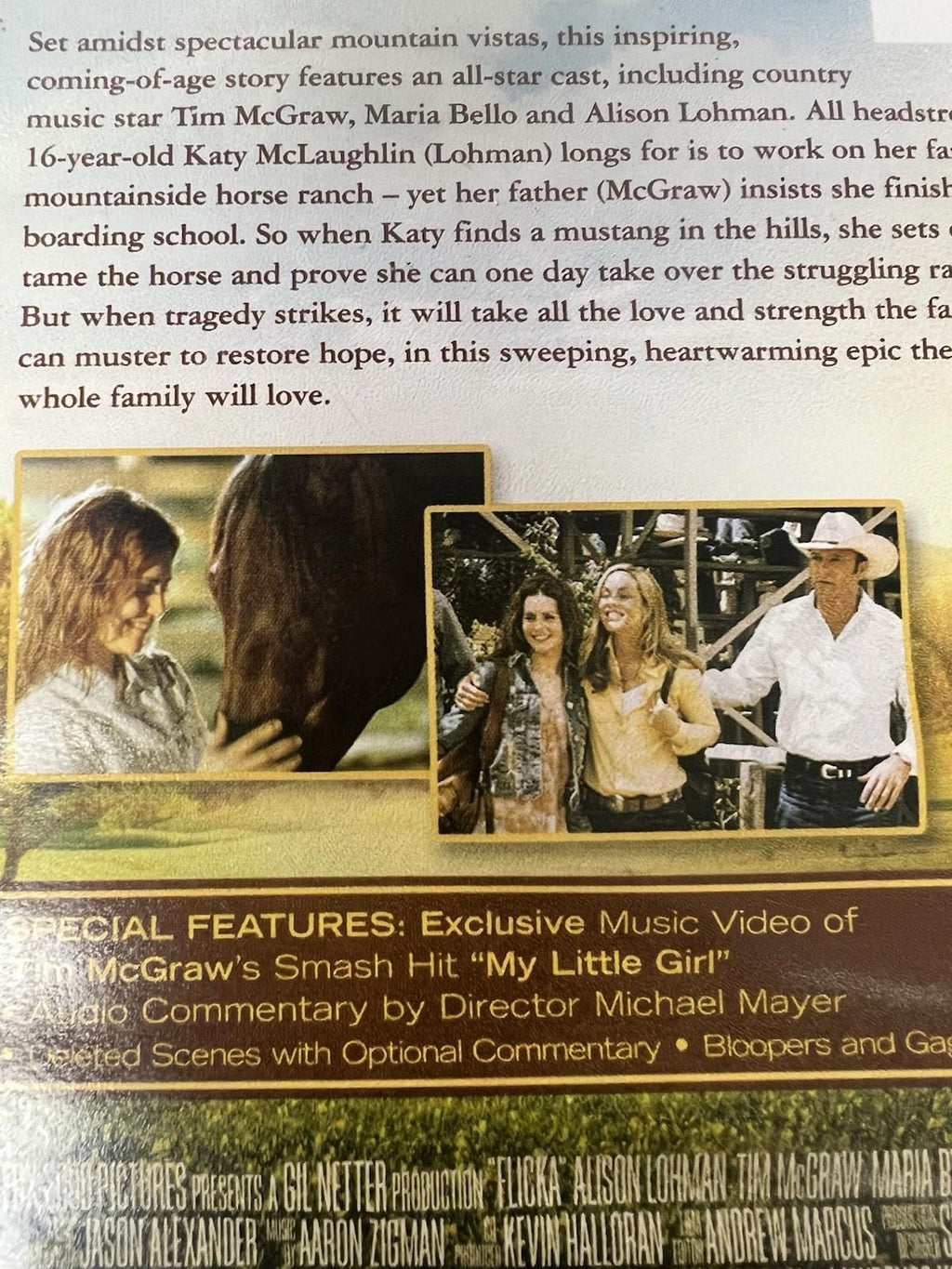 Flicka DVD Tim McGraw Alison Lohman Horses Family Drama