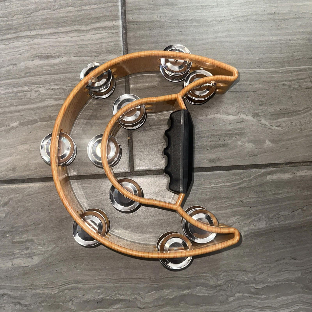 Hand Held Tambourine Drum Birch Metal Jing Percussion Yellow