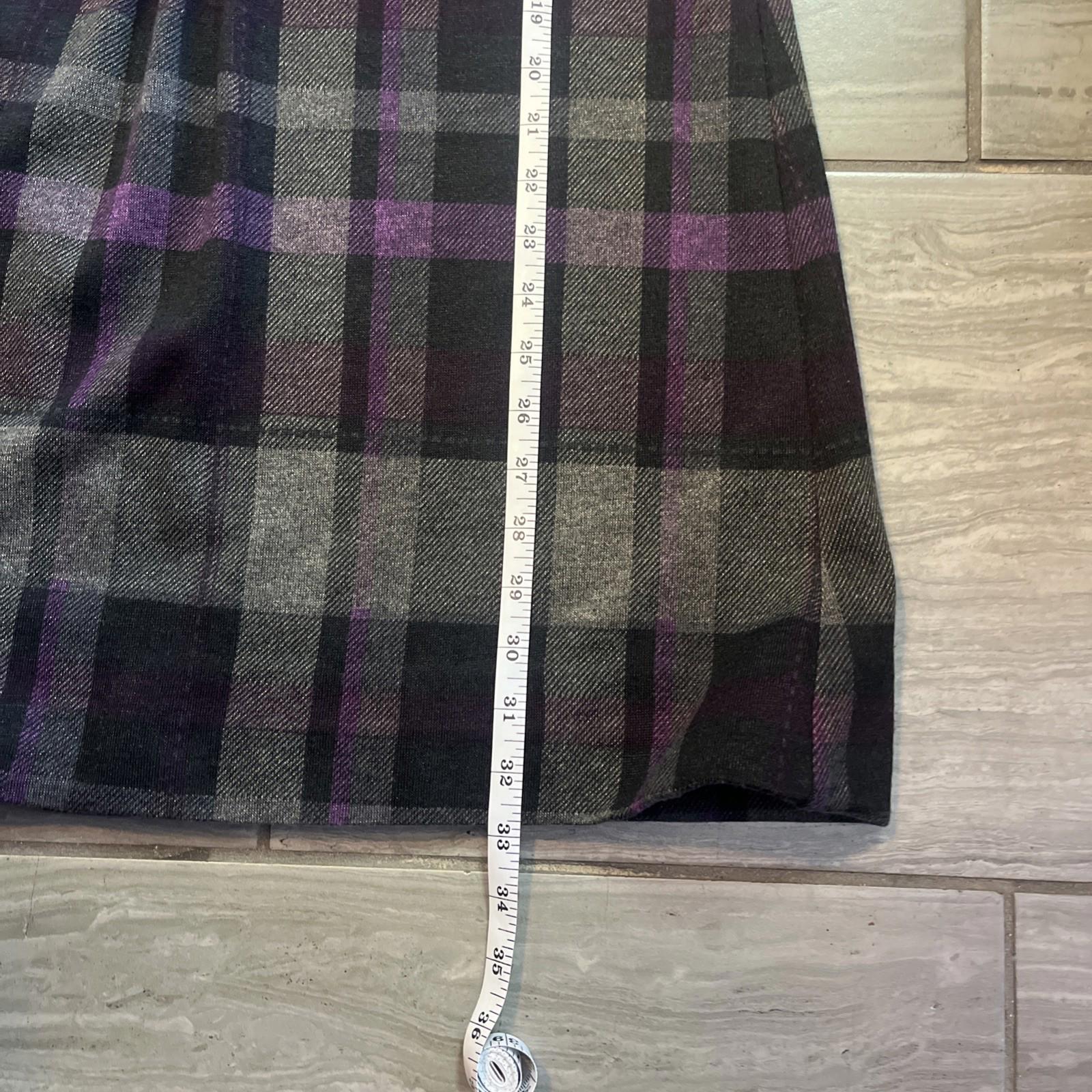 Jessica Howard Black Purple Gray Plaid Short Sleeve Dress PL