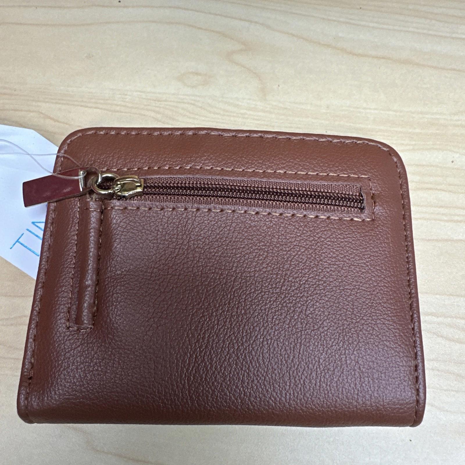 Time And Tru Brown faux Leather Twofold Wallet New
