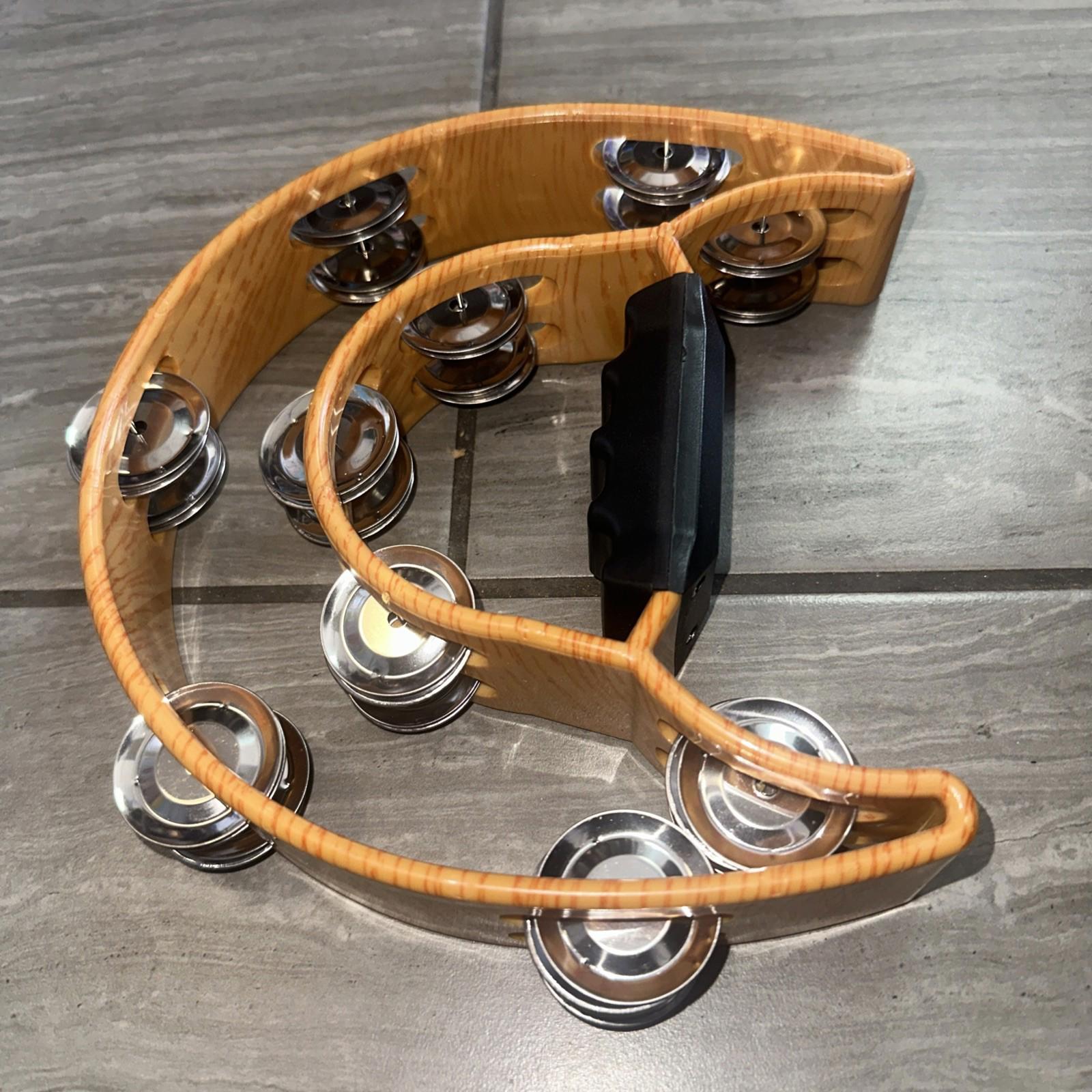 Hand Held Tambourine Drum Birch Metal Jing Percussion Yellow