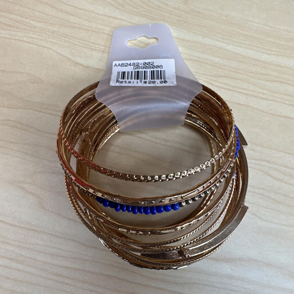 Tamina By Stella Gold Blue 13 Piece Bangle Bracelet Set New