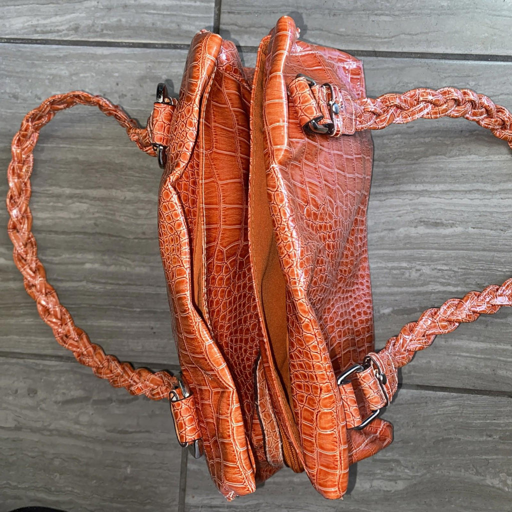 Rossetti Orange Faux Croc Skin Shoulder Bag