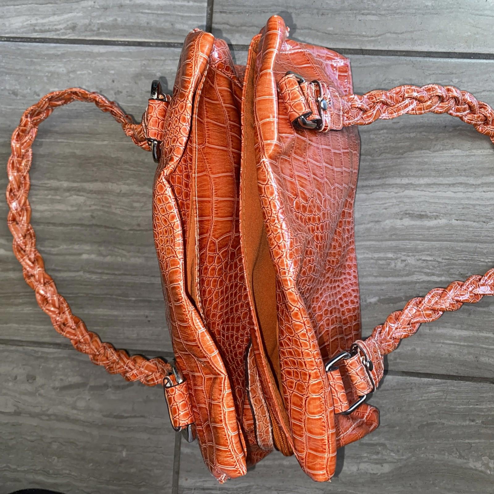 Rossetti Orange Faux Croc Skin Shoulder Bag