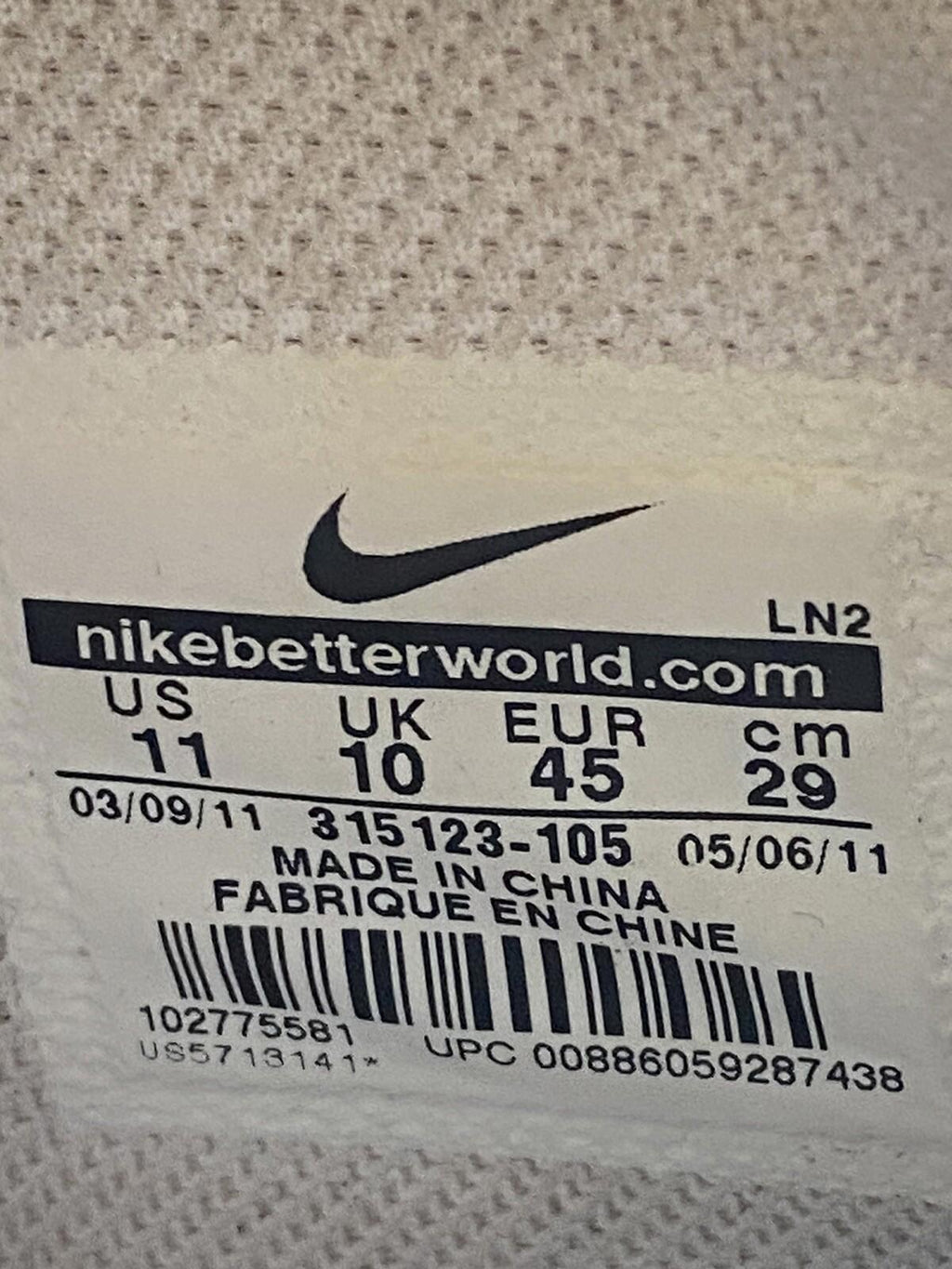 NIKE AIR FORCE 1 MID '07 Size 11 315123105 White/Red Jordan