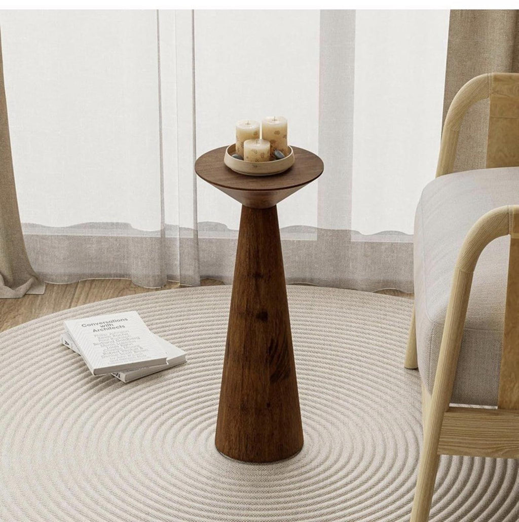 COZAYH Pedestal Tall Round Martini Table for Living Walnut