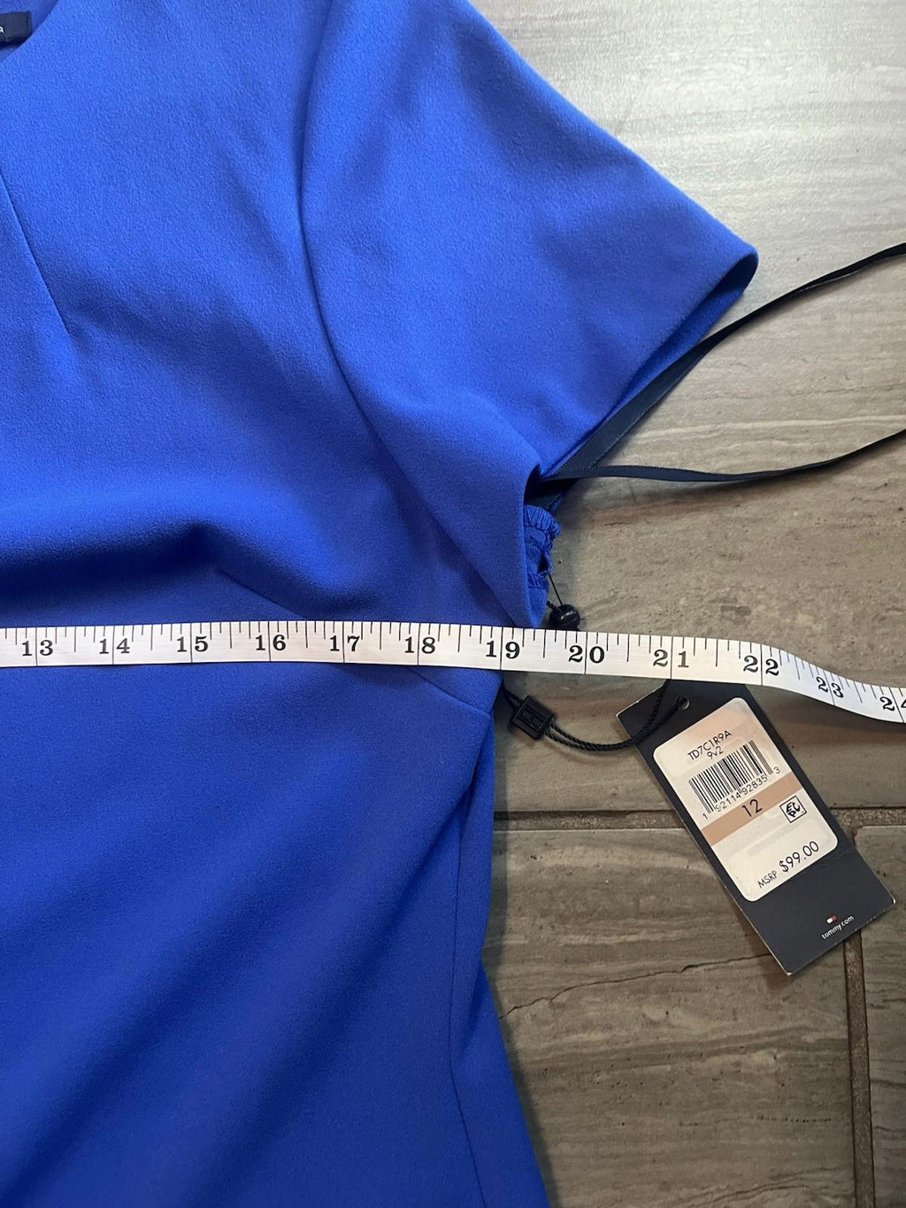 NWT Tommy Hilfiger Faux Pocket Dress 12 Blue White Sleeve