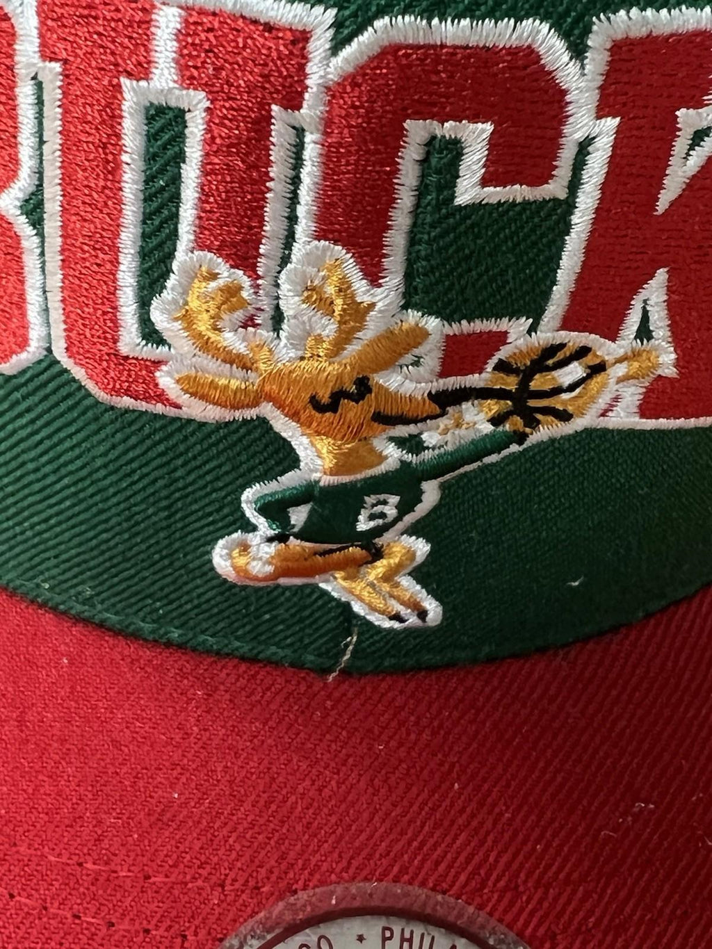 Mitchell & Ness Milwaukee Bucks Snapback Hat Red Green NBA Throwback Cap Mens