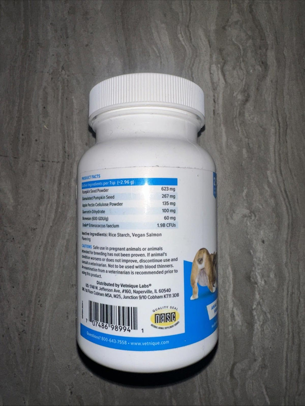 Glandex Anal Gland Support Fiber Supplement Dogs Cats 2.5 oz