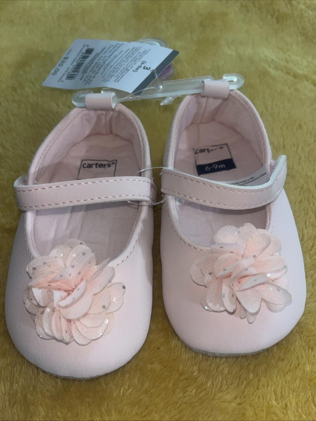 NWT Carters baby girl shoes pink with FLOWER and strap 6/9 m