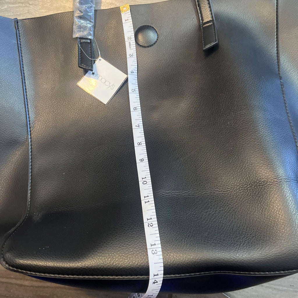 Macy's Black Faux Leather Blue Insides Women's Tote Bag Big