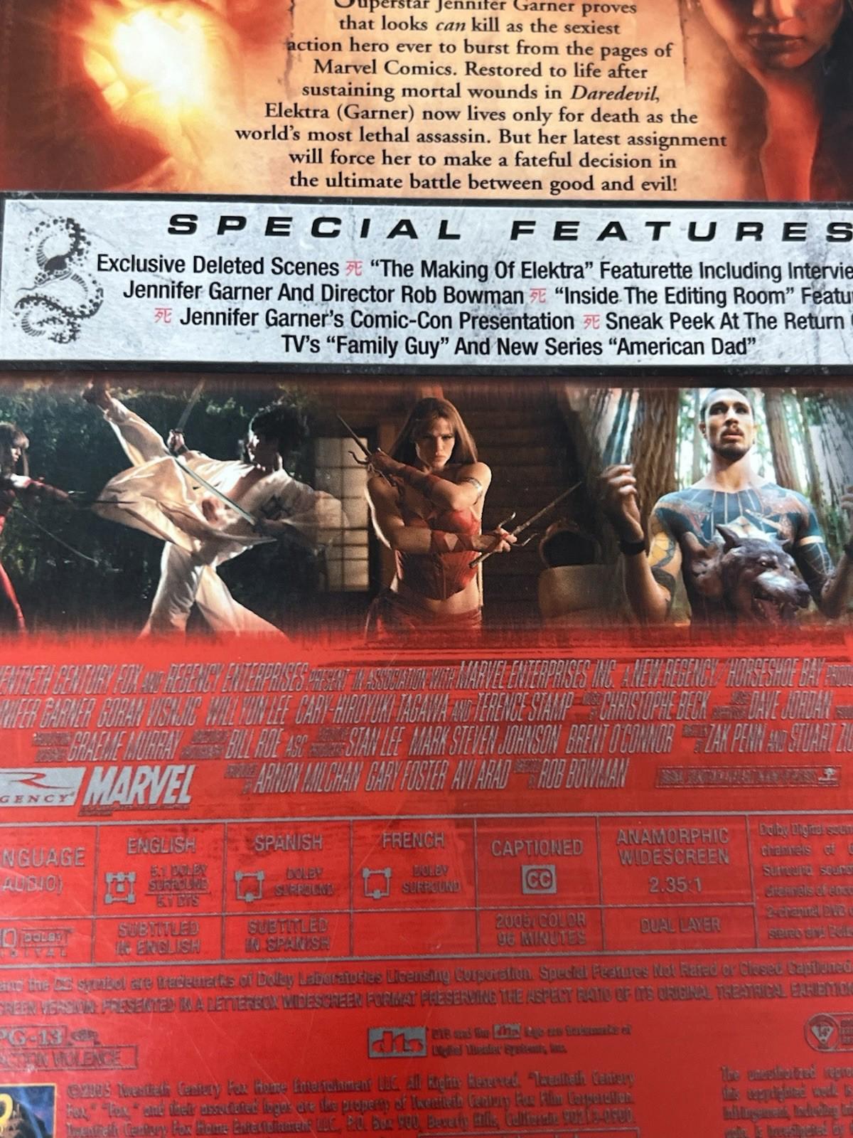 ELEKTRA  -  DVD  Widescreen "not new, still Good to mint"
