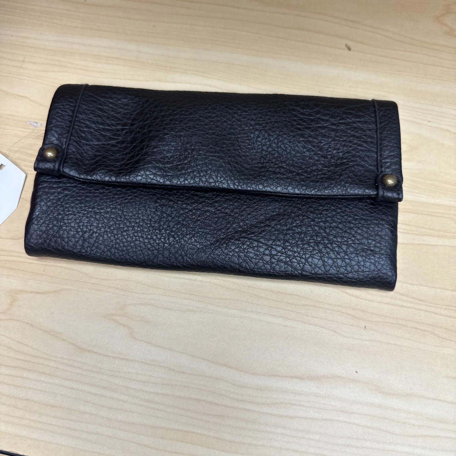 Time and Tru Black fold Accent Farrah Flap Front Soft Wallet