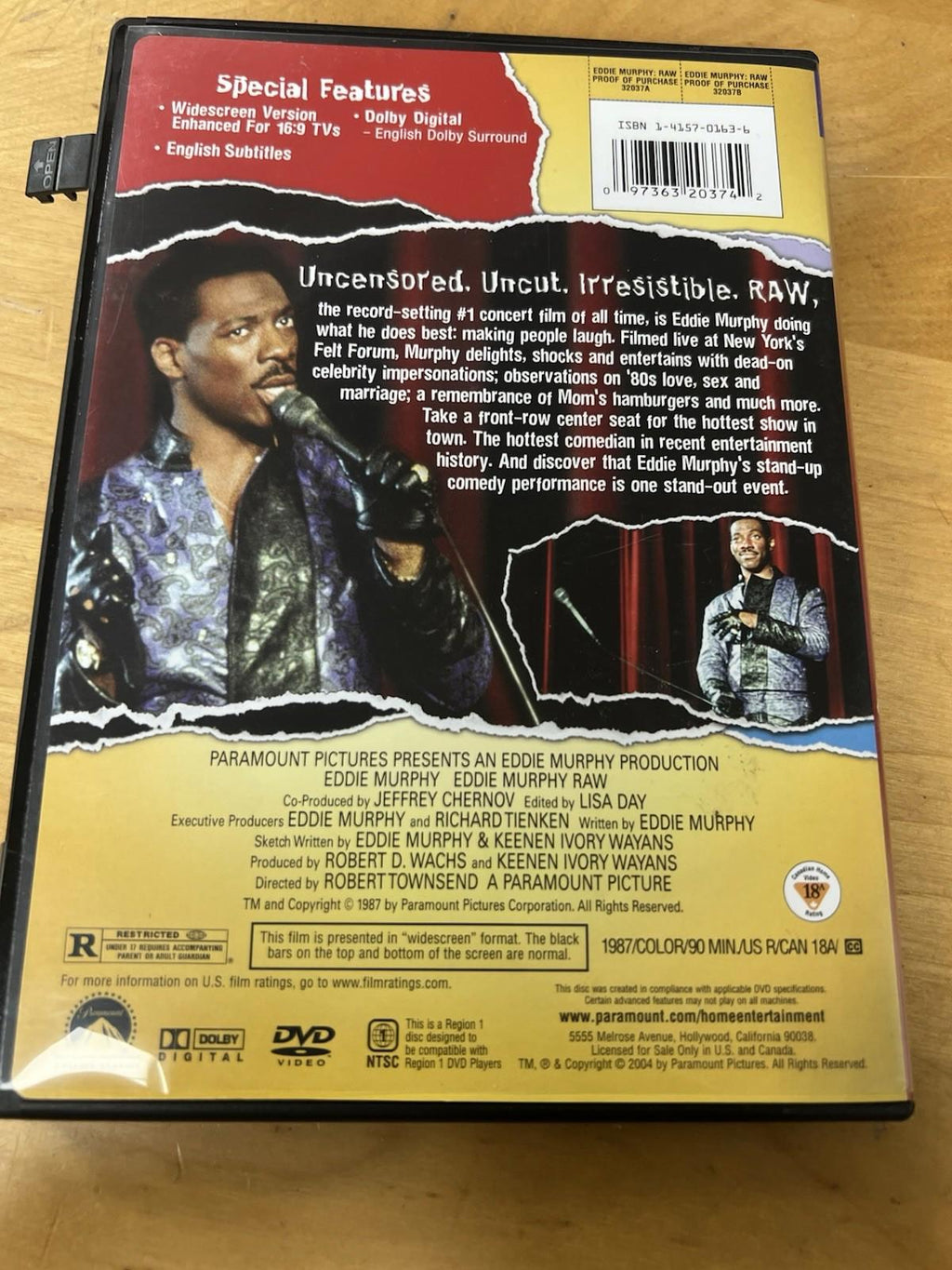 Eddie Murphy Raw (DVD, 1987, Widescreen) Eddie Murphy