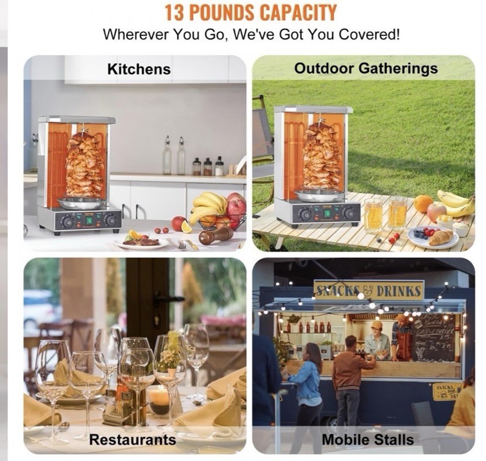 VEVOR Stainless Steel Shawarma Machine Vertical Rotisserie