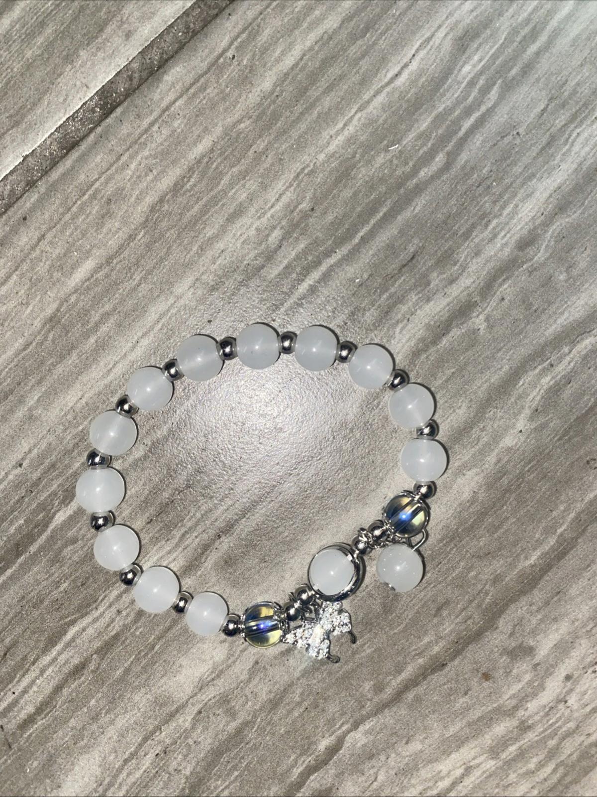 Crystal Moonstone Cat Eye Beads Charm Bracelet Jewelry New