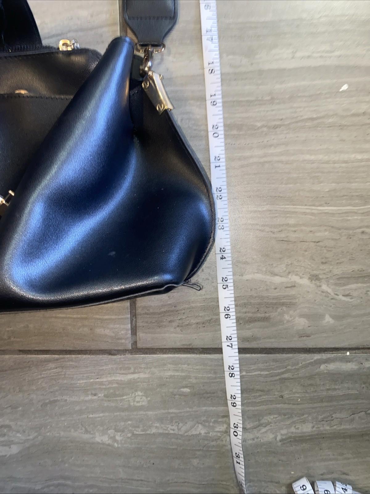 Black Faux Leather Shoulder Bag