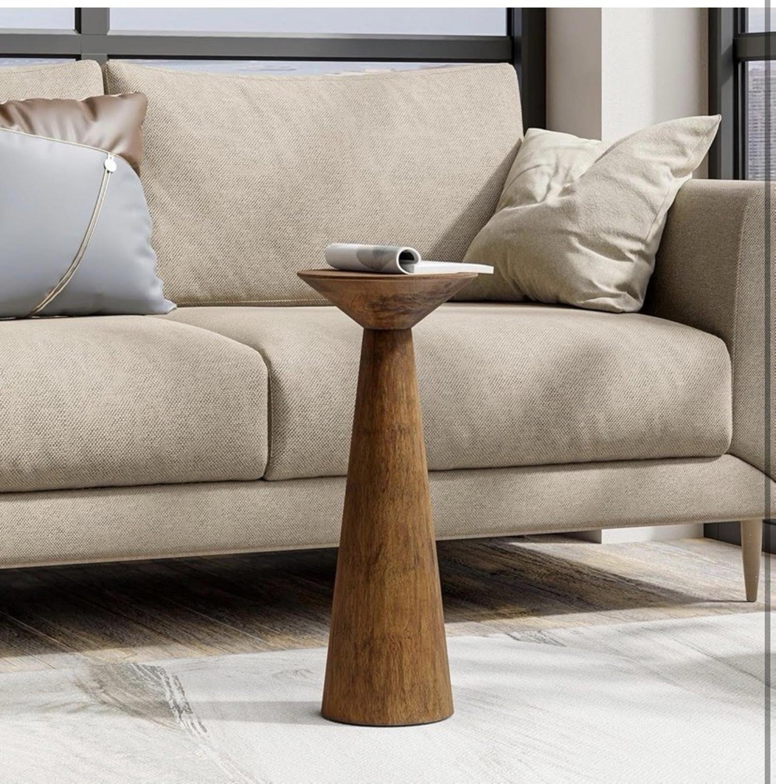 COZAYH Pedestal Tall Round Martini Table for Living Walnut