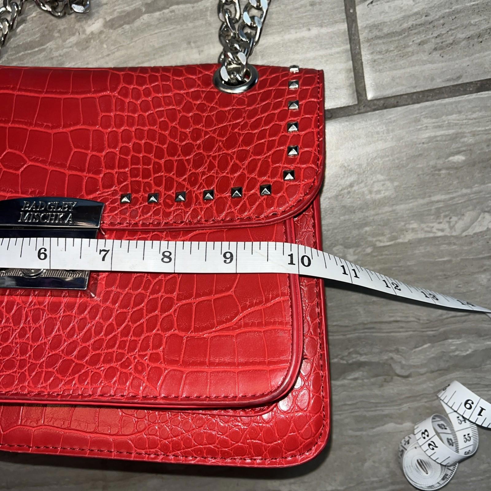 Badgley Mischka Red Crocodile Embellishment/Studded/Vegan