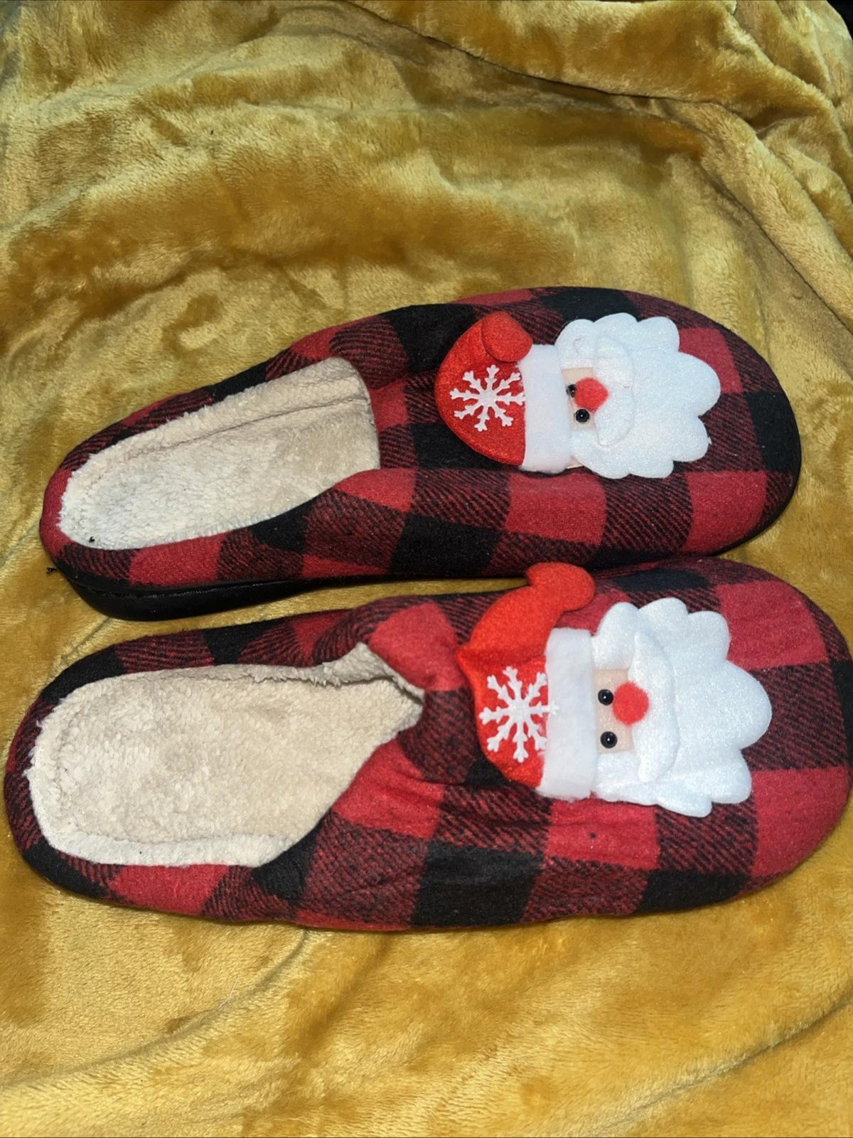 Christmas Indoor Fuzzy Shoes Flat Plaid Household 10