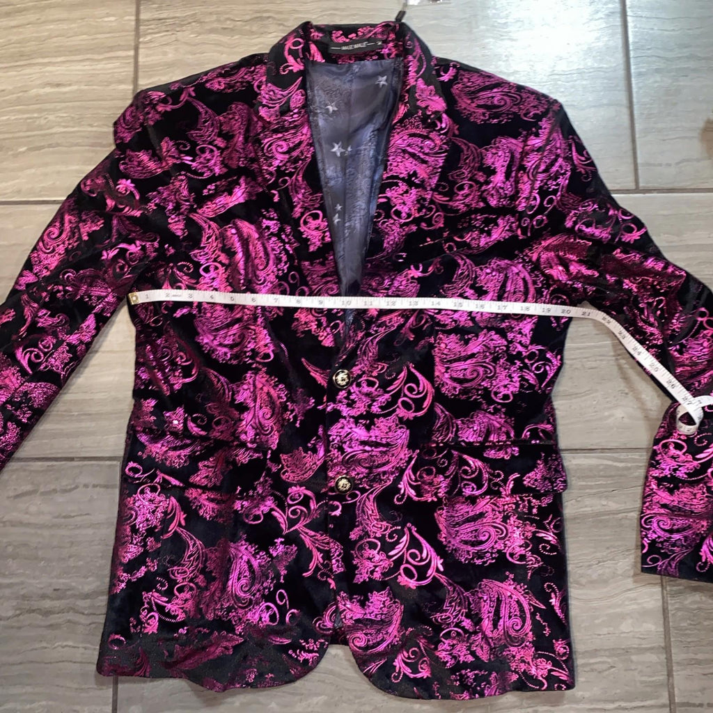Mage Male Men Suit Jacket Size Medium Purple Pink Paisley
