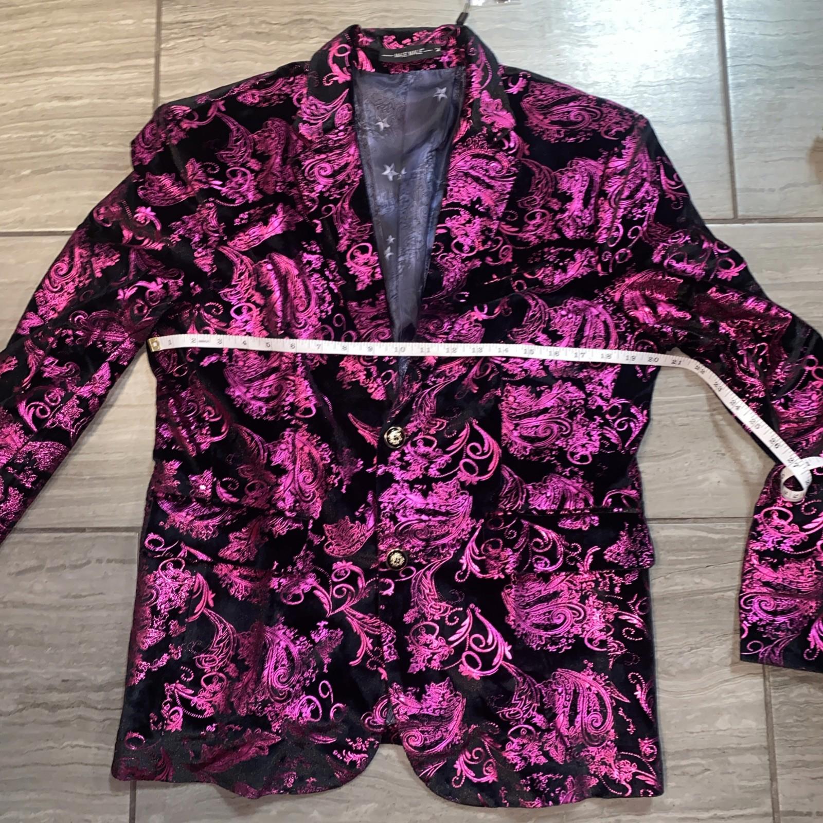 Mage Male Men Suit Jacket Size Medium Purple Pink Paisley