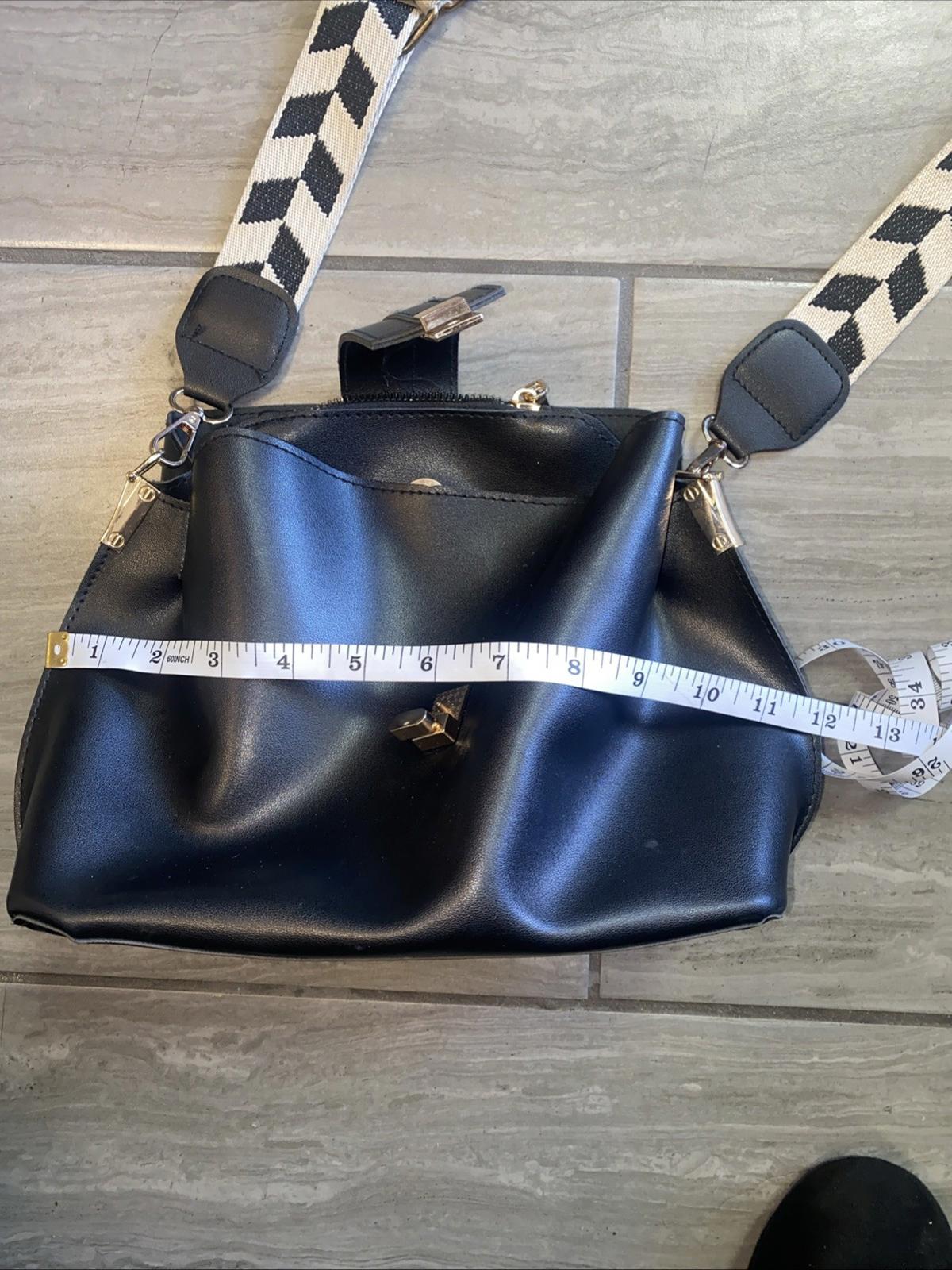 Black Faux Leather Shoulder Bag