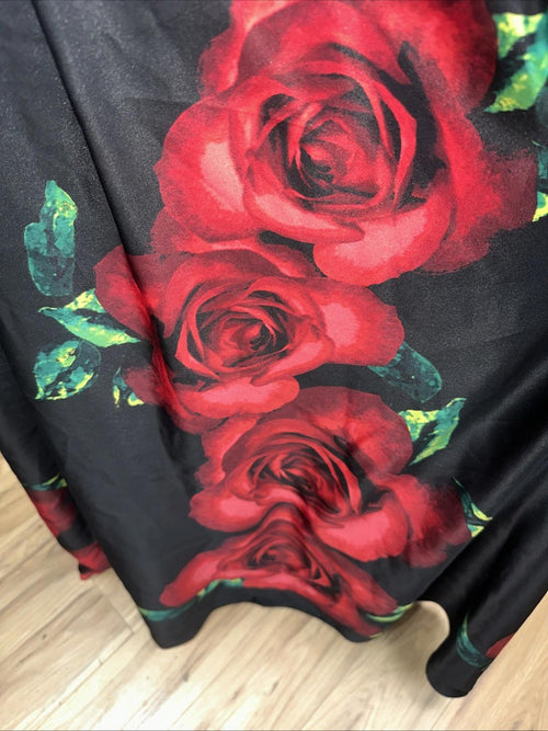 Blondies prom dress size 9 red black with rose Corset top