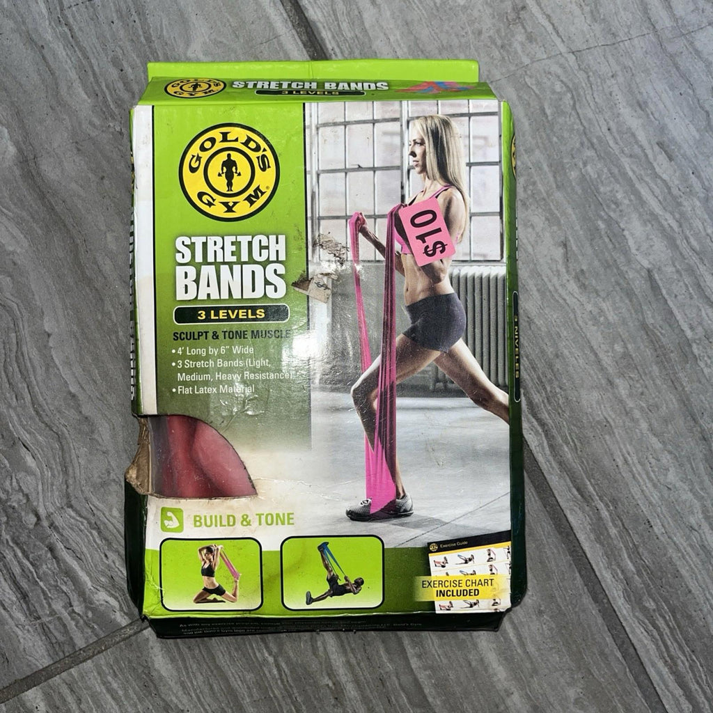 Gold's Gym Stretch Bands 3 Levels 4' Long 6" Wide Each Latex