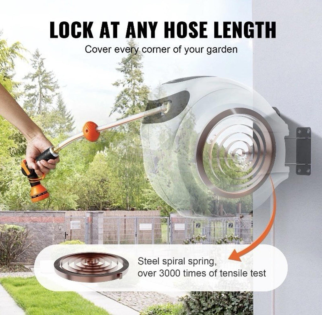 VEVOR Retractable Reel 84'x5/8" 180° Swivel Wall-Mounted