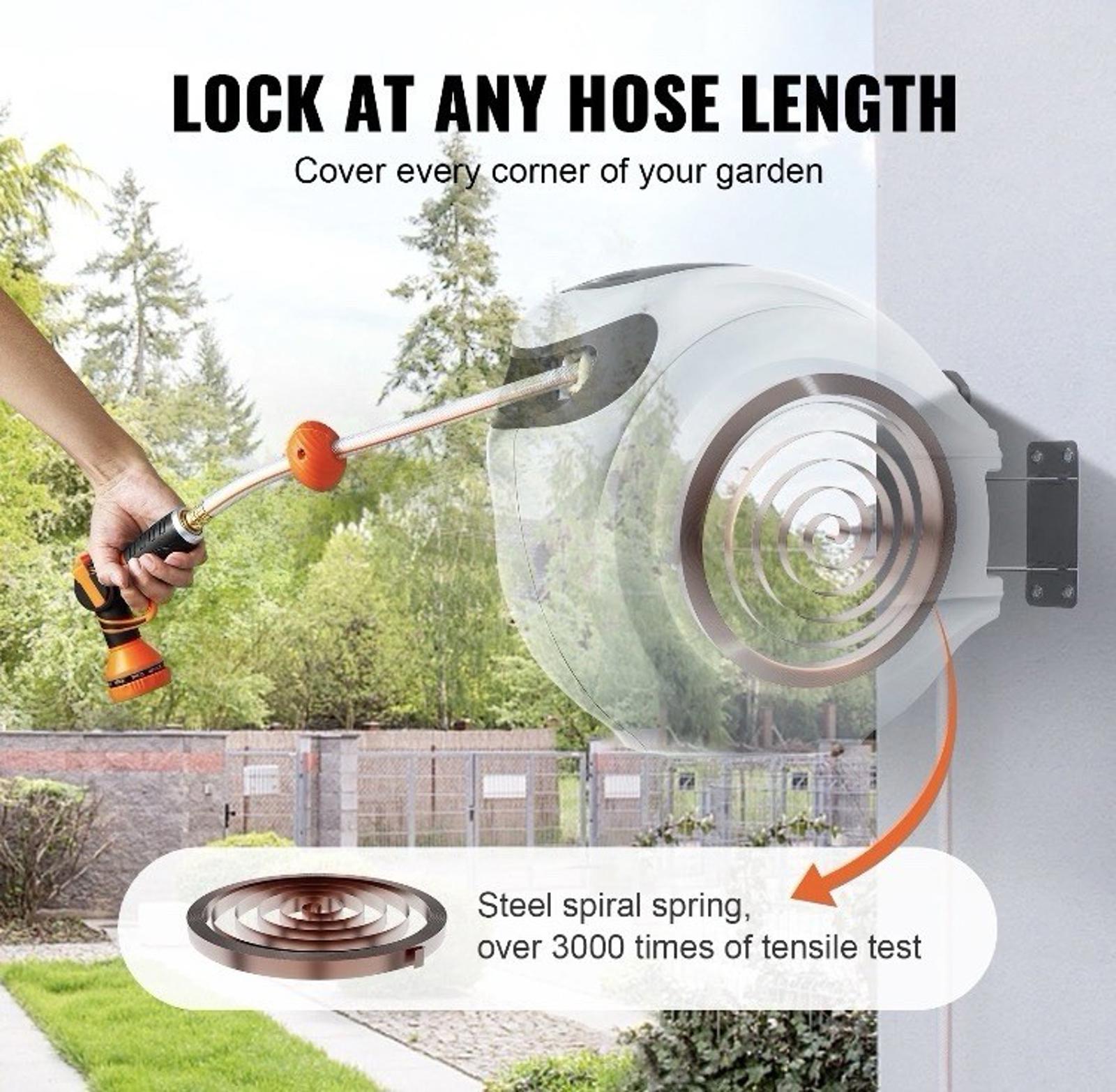 VEVOR Retractable Reel 84'x5/8" 180° Swivel Wall-Mounted