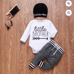 Little Brother 3 Pc Toddler Set Black White Stripe Size 12-24 Months