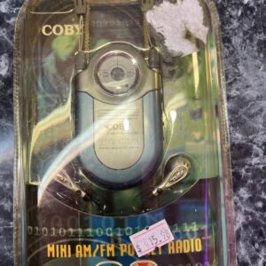 COBY CX-7 Mini AM/FM Pocket Portable Radio w/ Neck Strap Blue Built-in Belt NEW