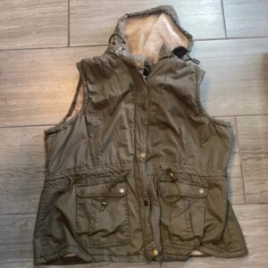 Royalty For Me Faux Fur Zipper Vest Size 3XL Army Olive Green