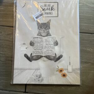 Cat Bathroom Canvas Wall Art Funny Animal 16”L x 12”W, Toilet