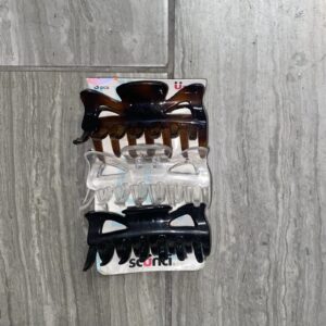 Scunci Effortless Beauty Basic Jaw Clips, Assorted Colors, 3-Count