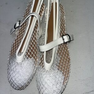 Mesh Ballet Flats for Women Ballerina Flats Buckle Strap Fishnet Shoes Size 11