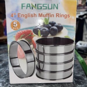4 Pack Stainless Steel Double Rolled Rings Muffin Rings English Tart Rings