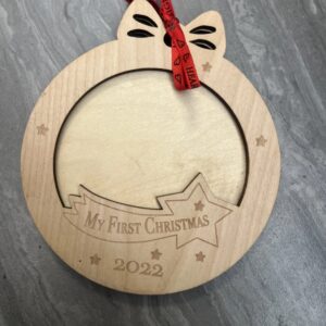 Heart Sign Wooden My First Christmas 2022 Photo Frame Ornament New