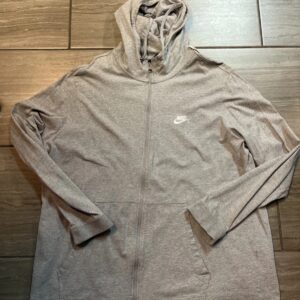 Vintage Nike Full Zip Gray Hoodie Men 2XL Black Label White Embroidered Logo