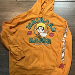ICHIRAKU Ramen Hidden Leaf Village Orange Sweatshirt Hoodie 2XL 50/52 Pullover