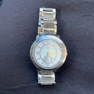 Michael Dawkins Women Starry Night Seconds Hand Silver Quartz 38mm Watch 6 1/2"