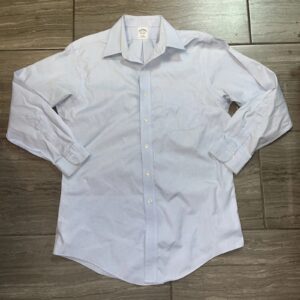 Brooks Brothers Dress Shirt Men 16-32 Blue Solid Slim Fit Non Iron